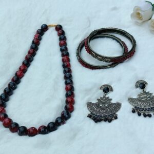 Valentine’s Special Elegant Jewelry Combo – Necklace, Earrings & Bangles