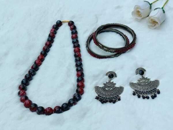 Valentine’s Special Elegant Jewelry Combo – Necklace, Earrings & Bangles