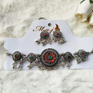 Oxidized Necklace & Earring Set