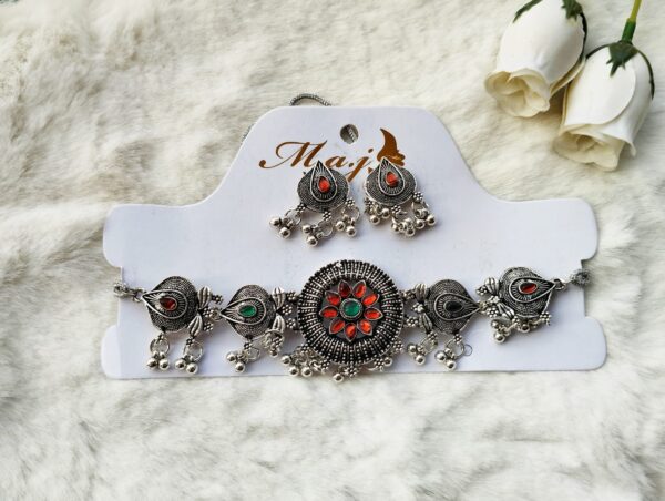 Oxidized Necklace & Earring Set